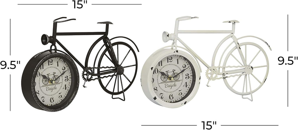 Deco 79 Metal Bike Clock, Set of 2 15"W, 9"H, Black