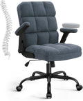 SEATZONE Executive Office Desk Chair High Back Ergonomic Task Chair Computer Faux Fur Chair Home Office Chairs with Lumbar Support, Blue