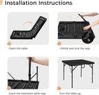 pollilar 34" Folding Card Table Square Foldable Table Plastic Portable with Detachable Legs, Dual Height Adjustable, Heavy-Duty Indoor Outdoor Dining, Game, Picnic, Mahjong Tables-Black