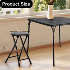 Homy Casa 18-Inch Backless Folding Stools with Soft Seat, Portable Waterproof Faux Leather Stools Foldable Chairs with Sturdy Frame for Indoor and Outdoor Use (Black, Set of 4)