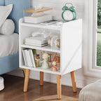 White Nightstand Small Bedside Table Kids Nightstand 3-tier Wood Side Table | Mid Century Modern Nightstand, Small Bedside Table for Bedroom, Kids Room & Small Spaces.