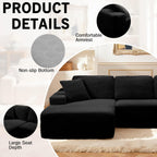 109.4” Modular Sectional Sofa, Convertible Sofa Bed, No Assembly Required Cloud Couch with Deep Seat, Modern L-Shaped Boneless Sofa for Living Room (Black)