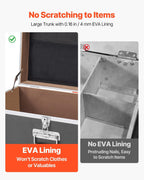 VEVOR Storage Trunk, Set of 2, Wooden Suitcase Storage Boxes with Padlocks, Large Trunk Includes Casters and 3 Metal Handles, Decorative Store Chest with Lids for Travel, Apartment, Dorm, Gray