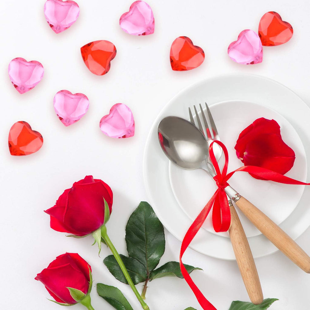 TUPARKA 60 PCS Acrylic Hearts Red Acrylic Hearts for Table Scatter,Home Decoration,Vase Fillers in Valentine's Day
