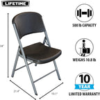 LIFETIME 80407 Commercial Grade Folding Chairs, 4 Pack, Black/Silver