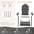 LUE BONA Kids Adirondack Chair, Gray Poly Lumber Plastic Chair, Toddler Adirondack Chair Weather Resistant, Kids Outdoor Patio Adirondack Lounge Chair for Balcony, Backyard, Preschool