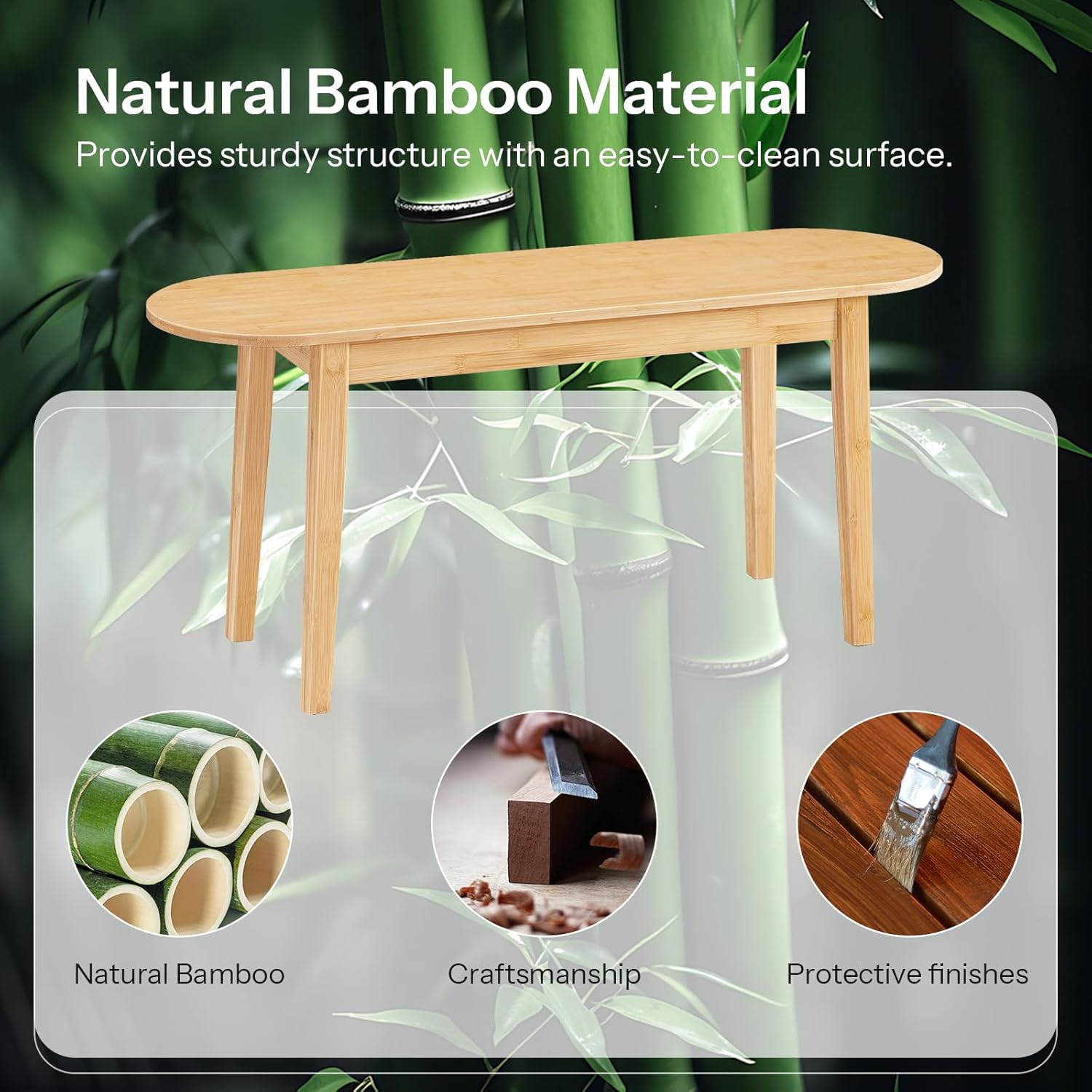 HOOBRO 39.4'' Dining Bench, Farmhouse Kitchen Table Bench, Bamboo Entryway Bench, Sturdy Dining Room Bench, Easy to Assemble, Wooden Bench for Living Room, Hallway, Bedroom, Bathroom, Natural YL19CD01