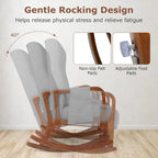 GOFLAME Nursery Rocking Chair with Ottoman, Upholstered Glider Rocker with Tufted High Backrest and Side Pocket, Modern Accent Chair with Footrest, Comfy Armchair for Living Room, Bedroom, Grey