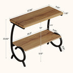 Tribesigns 2-Tier End Table, Narrow Couch Side Table with J-Shaped Metal Legs, Farmhouse Side Table for Couch, Wooden Bedside Nightstand for Living Room, Bedroom, Brown & Black