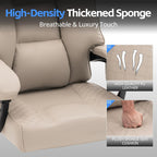 Ergonomic Gaming Office Chair for Adults, Big and Tall Heavy Duty Computer Desk Chair, High Back Video Game Chair with Footrest, Comfortable Leather Home Wide Gamer Chair with Lumbar Support (Beige)