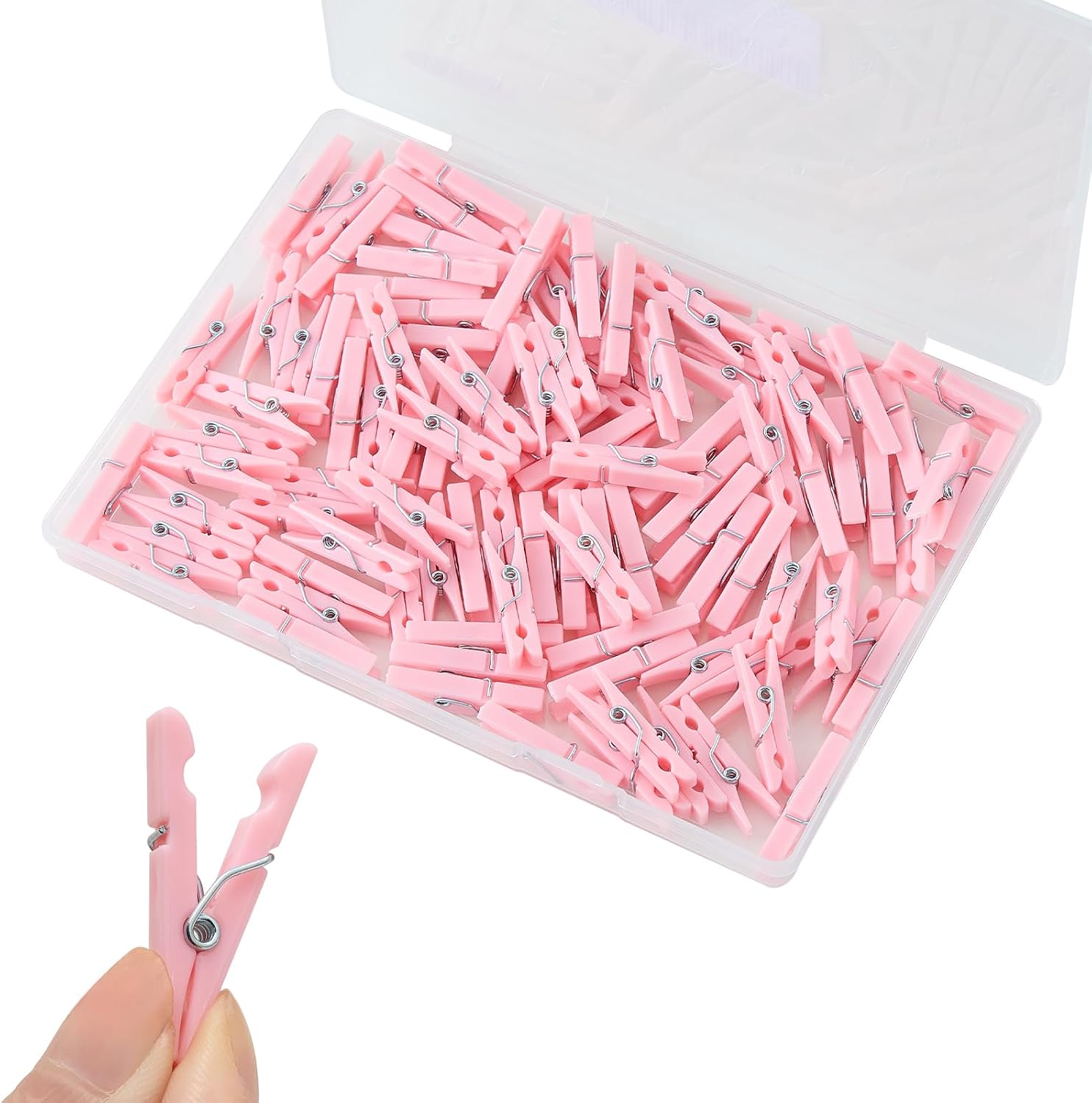 100PCS Baby Shower Clothespins Girl Plastic Mini Clothes Pins 1.4 Inch Small Pink Clothespin for Baby Shower Games DIY Photos Crafts Party Decorations