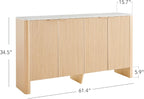 CHITA 61" Sideboard Buffet Cabinet with Storage, Living Room Accent Cabinet with Doors and Adjustable Shelves, for Bar, Kitchen, Oak - Faux Marble