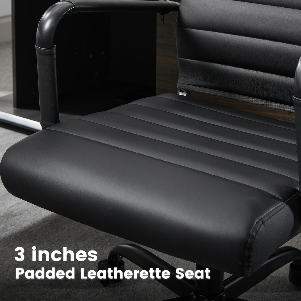 Office Desk Chair Leather, Conference Room Chairs with Wheels, Modern Executive Computer Guest Chairs with Arms.