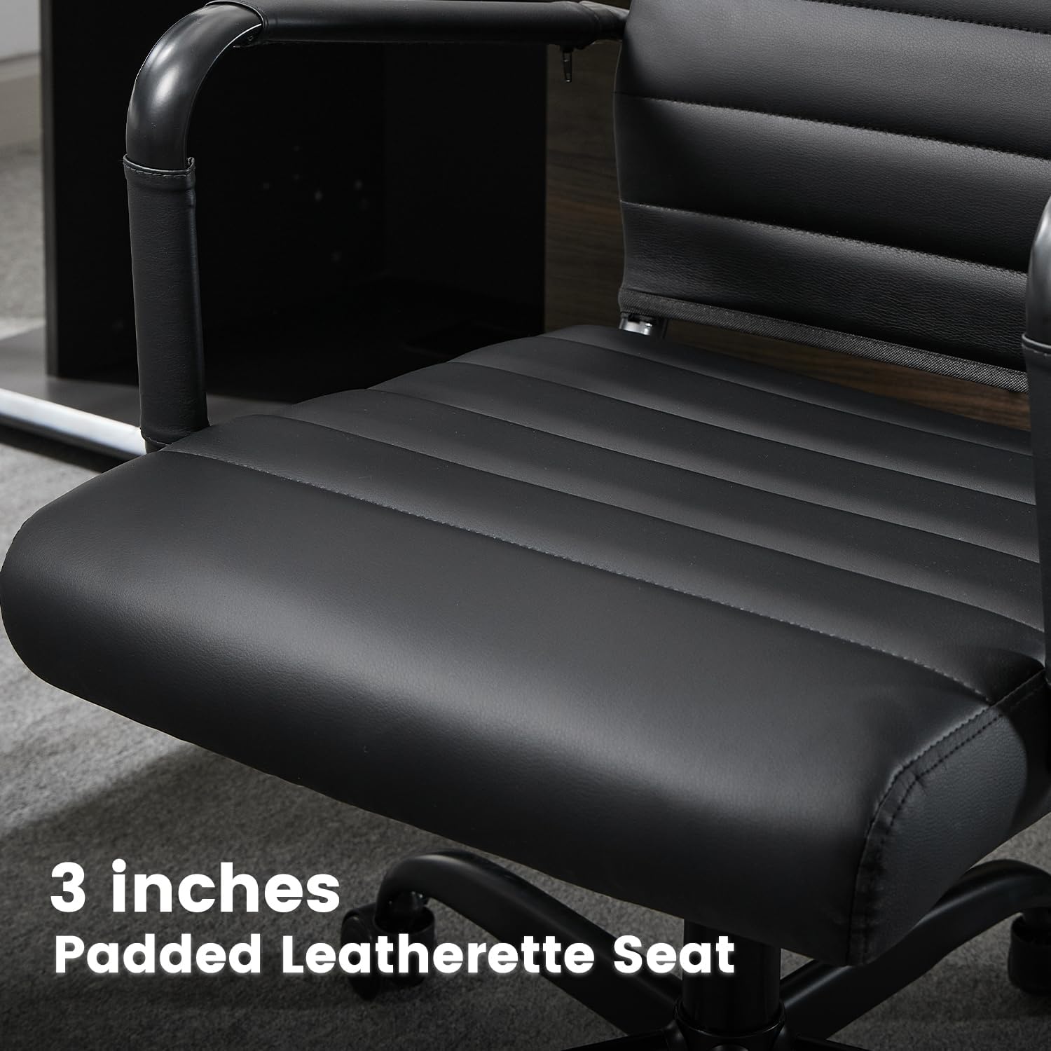 Office Desk Chair Leather, Conference Room Chairs with Wheels, Modern Executive Computer Guest Chairs with Arms.