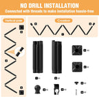 AKTOP Room Divider Curtain Rod, No Drilling Privacy Room Separator for Space Partition, 4-11ft(H) 28-117”(W) Adjustable Heavy Duty Floor to Ceiling Wall Divider Tension Rod for Room Separation, Black