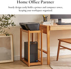 Side Table, Solid Wood Narrow End Table with Storage Shelf and Wheels, 2-Tier Sofa Table for Living Room, Rubber Wood Indoor Plant Stand, 26.8 H x 11.8 W x 19.7 D Inches (Natural)