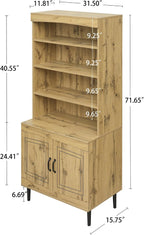 72" Kitchen Pantry Cabinet, Tall Storage Cabinet, Pantry Cupboard with Doors and Adjustable Shelves, Modern Utility Pantry Cabinet for Dining Room, Li
