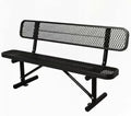 Outdoor Furniture Expanded Metal Bench, Heavy-Duty Park Steel Bench with Backrest, Weatherproof, Commercial-Grade, Thermoplastic Coating, Suitable for Garden, Patio, Outside (Black, 6ft)
