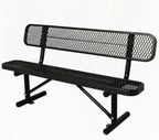 Outdoor Furniture Expanded Metal Bench, Heavy-Duty Park Steel Bench with Backrest, Weatherproof, Commercial-Grade, Thermoplastic Coating, Suitable for Garden, Patio, Outside (Black, 6ft)