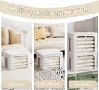 FHSQX 8 Pack Clothes Storage Bins - Foldable Storage Bins for Clothes Fabric Storage Box with Metal Frame (Cream White, 19.7x15.7x13.8 inch)