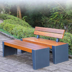 Patio Benches for Outdoors Leisure Seat Outdoor Rest Bench with Backrest Square Community Solid Wood Park Chair Garden Benches for Outdoors