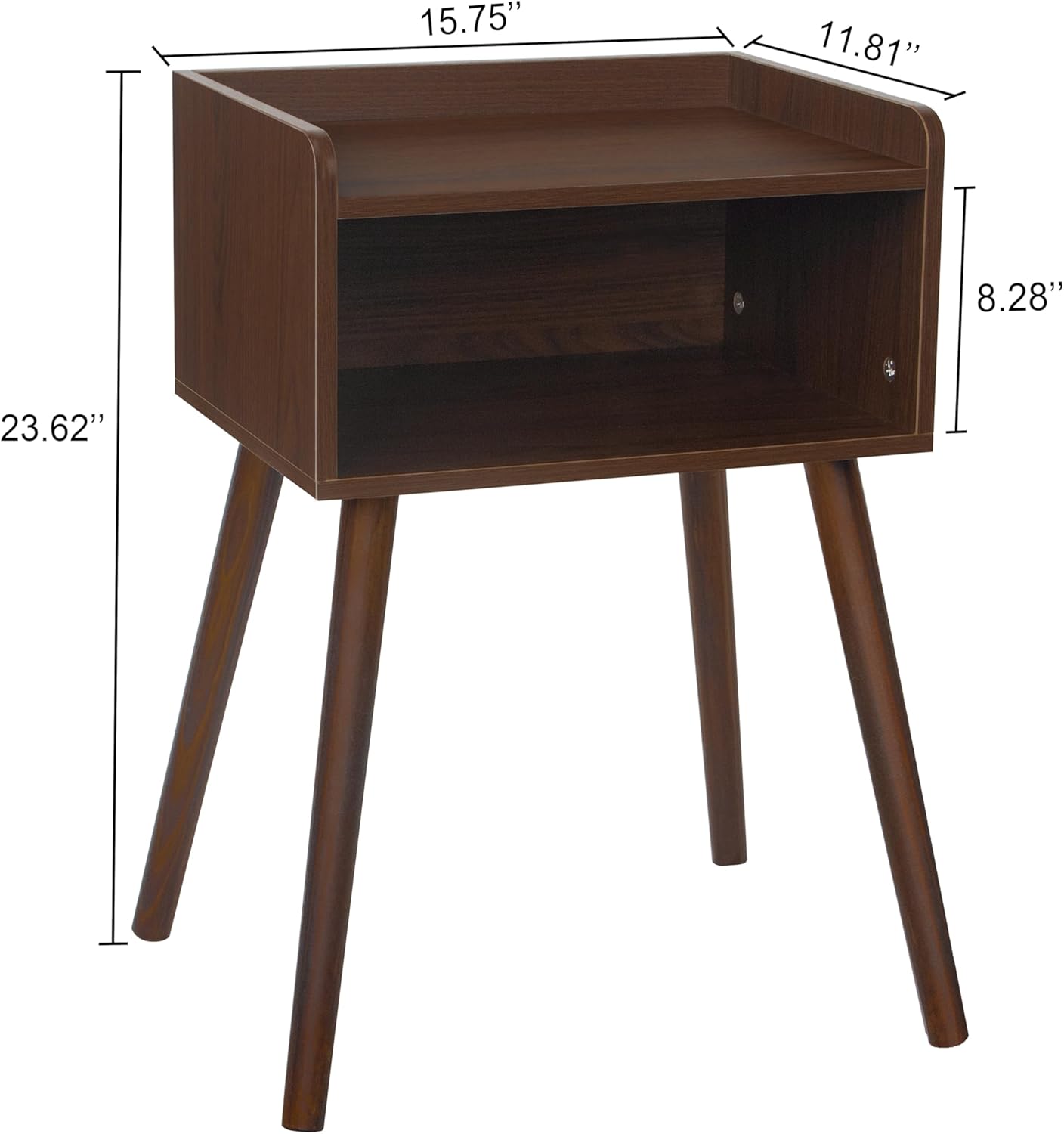 MaxSmeo Small Nightstand, Mid Century Modern Side Table Bedroom with Storage, Small End Bedside Table with Solid Wood Legs for Living Room, Office(Walnut Brown)