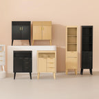 70" H Tall Storage Cabinet, Fluted Freestanding Floor Organizer for Bathroom, Kitchen Pantry, Utility Room, w/Drawer & Adjustable Shelves, Modern Accent in Natural Wood