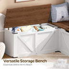 YATINEY L-Shaped Storage Bench, Storage Toy Chest with Hidden Compartments, Breakfast Nook Bench for Corner Spaces, Kitchen, Dining Room, Cloakroom, Walnut and White CW01WH