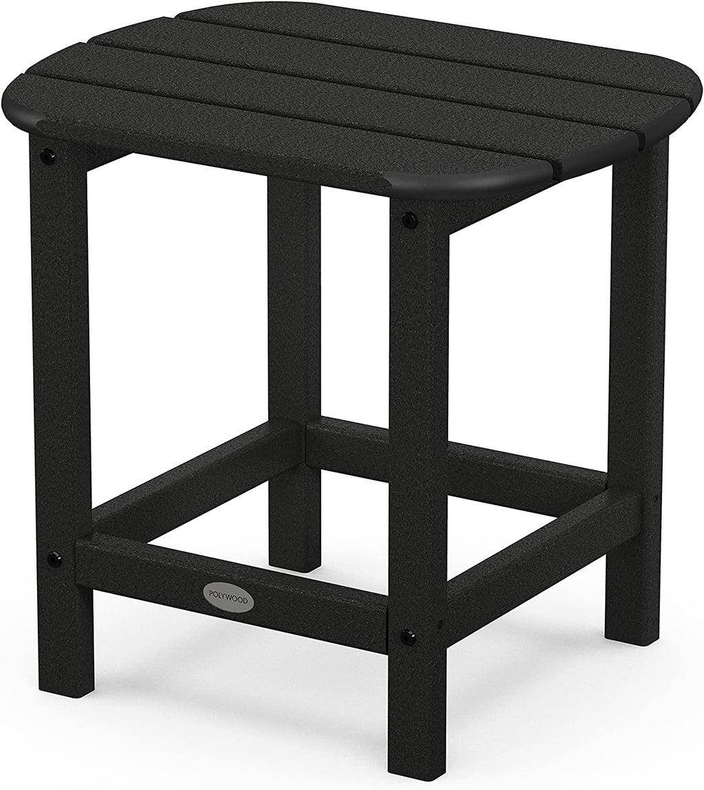 Polywood Classic Adirondack Chair & South Beach Side Table Bundle, Black