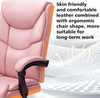 WAILOR 400lbs Office Chair with Foot Rest, Reclining Big and Tall Office Chair with Lumbar Support, High Back PU Leather Computer Chair,Comfy Desk Chair for Home Office (Pink)