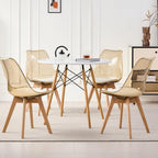 Dining Chairs Set of 4, Clear Acrylic Mid Century Modern Kitchen Chairs with Soft Padded and Wood Legs for Dinner Living Waiting Room Bedroom, Light Brown