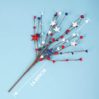 4 Pack Patriotic Artificial Berry Stem Picks White Blue Red Stars for 4th of July Independence Day, Pentagram Faux Berry Branches Decoration for Home Office Restaurant Vase Décor