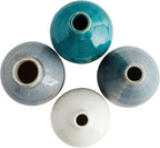 Creative Co-Op Blue & Ivory Terracotta Vases (Set of 4 Sizes) (Pack of 3)
