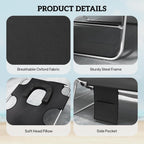 Outsunny Chaise Lounge Chair Outdoor Set of 2 with Face Arm Hole, 5-Position Reclining Face Down Tanning Chair with Carry Strap, Side Pocket, Portable Folding Bed Cot for Patio Beach Pool, Black