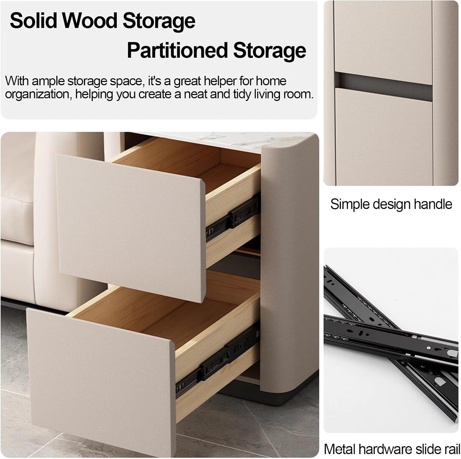 31.5" Leather Sofa Side Table with Storage, Waterproof Narrow end Table with Silent Rails, No Assembly for Living Room Bedroom Office(Gray,31.5x11.8x21.6in)