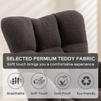 Modern Nursery Rocking Chair, Upholstered Glider Chair with High Backrest, Rocker Accent Armchair with Solid Wood Legs for Nursery Bedroom Living Room (Dark Grey Teddy)