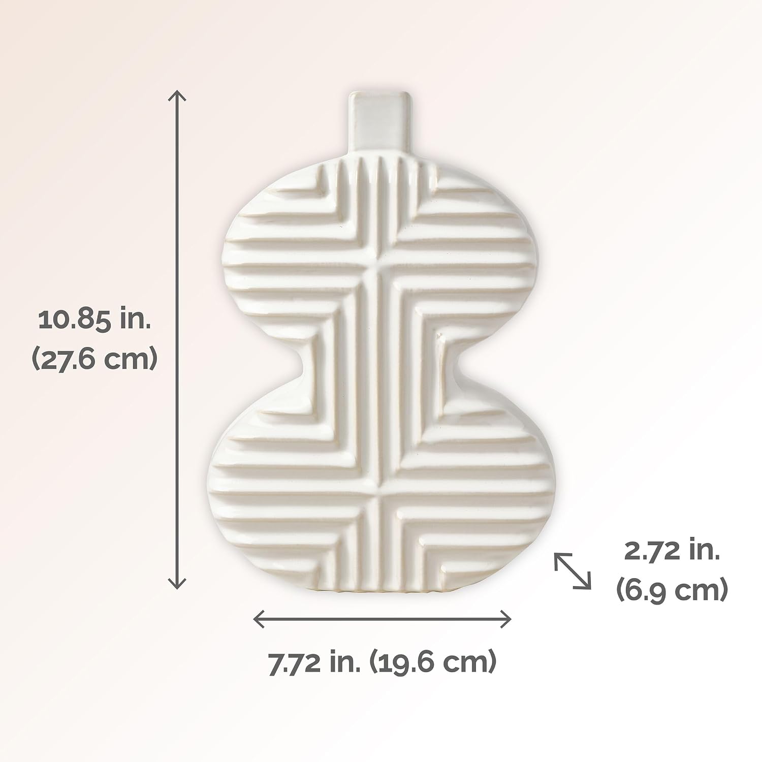 Mikasa Geometric Curve Stoneware Ceramic Vase, 7.72x2.72x10.83 Inch