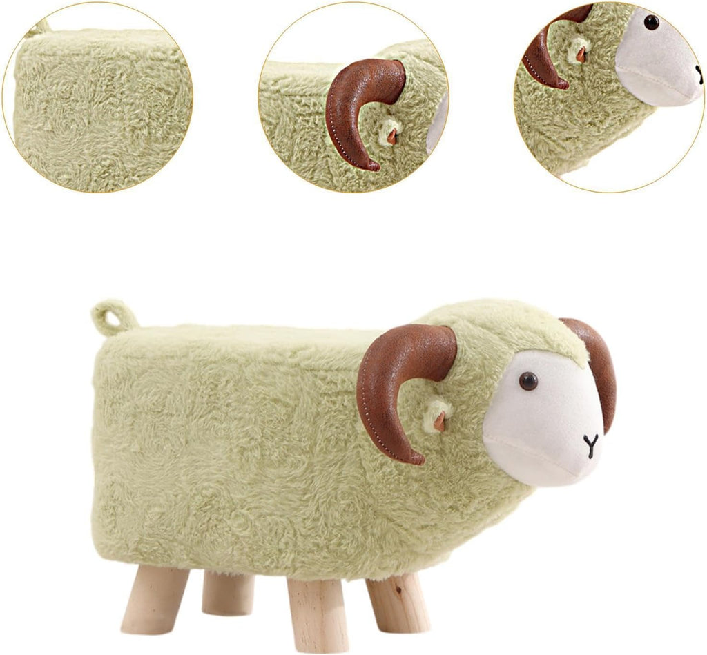 Animal Footstool Footrest Ottoman Soft Non Slip Feet Multifunctional Home Decor Kids Stool for Playroom Indoor Living Rooms, Green