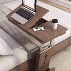 Coffee Table Height Adjustable C Shaped End Table, Foldable Couch Desk with Tiltable Top, Sofa Side Laptop Stand TV Tray with Storage Basket