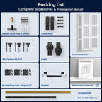 SMARTSTANDARD 64in x 84in Bifold Barn Door, Frosted Glass Barn Door with Hardware Kit Included, Pre-Drilled Holes Easy Assembly -Solid Barn Doors Slab Covered with Water-Proof PVC Surface, White