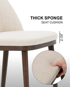 Upholstered Dining Chairs Set of 4 - Modern Dining Room Chairs, Mid-Back Restaurant Kitchen Chairs with Wooden Legs, Beige