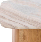 SAFAVIEH Home Collection – Marisa Marble Side Table, Brown & White Marble Top, Solid Acacia Wood Pedestal Base, Accent Table for Living Room or Bedroom (ACC2917A)