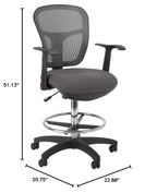 Norwood Commercial Furniture Adjustable-Height Office Mesh Drafting Chair with Chrome Footrest Ring & Optional Arms