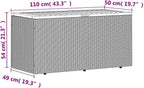 Patio Storage Box Gray Poly Rattan with Acacia Wood 43.3"x19.7"x21.3" Weather Resistant Deckbox Bench for Garden Yard Porch Backyard