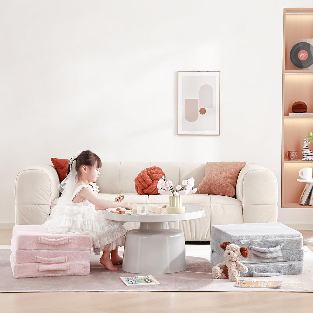 Foldable Floor Mattress for Kids, Toddler Washable Tri Folding Floor Nap Mat for Sleeping Daycare, Child Trifold Futon Sofa Bed with Storage Bag for Girls and Boys