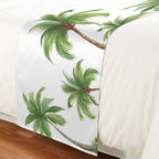 Green Palm Trees Bed Runner Scarf Cal King Size, Summer Botanical Tree Tropical Luxury Bed Throw Runners & Scarves for Twin Full Queen King Foot of Beds, Hotel Decoration, 102"x20"
