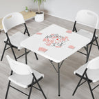 VINGLI White Card Square Table, 34 inch Foldable Legs Full Table Top, Easy to Set up and Store, Folding Portable for Game Puzzles, Gathering, Party, Dining, Indoor, Outdoor, Outside