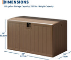 Takywep 130 Gallon Outdoor Storage Box with Hydraulic Soft-Close Lid, Heavy Duty Resin Deck Bench, Lockable Weatherproof Patio Storage Chest with 2-Person Seat, Brown