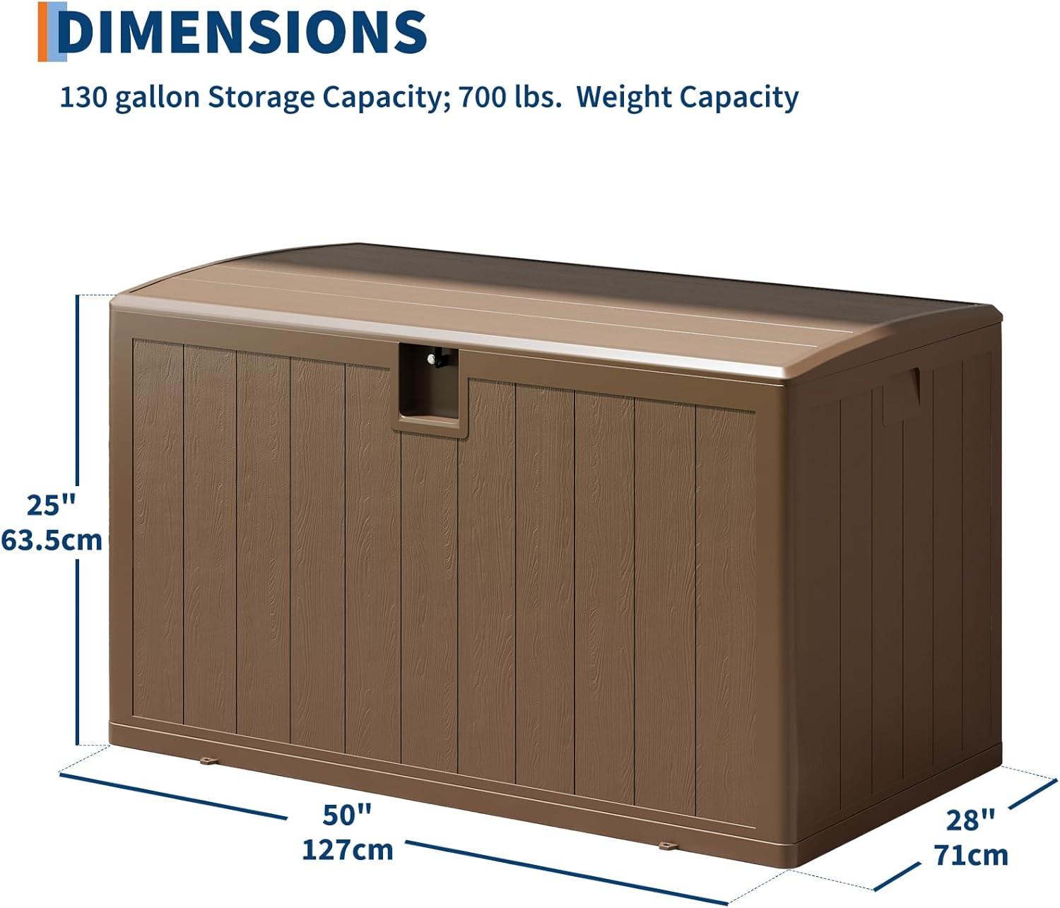 Takywep 130 Gallon Outdoor Storage Box with Hydraulic Soft-Close Lid, Heavy Duty Resin Deck Bench, Lockable Weatherproof Patio Storage Chest with 2-Person Seat, Brown