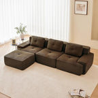 Brown Ottoman for Modular Sectional Sofa, Corduroy Deep Seat for Oversized Compressed Boneless Sectional Couches for Living Room Bedroom Apartment, Cloud Sofa Couch, Memory Foam, No Assembly